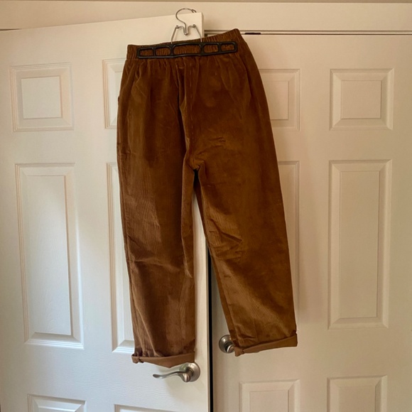 Corduroy Elastic Waist Loose Fit Brown Pants Small - Picture 4 of 11